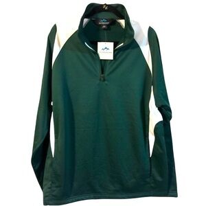 𝅺 Athleisure men’s 1/4 zip green/white long sleeve performance pull over size XL